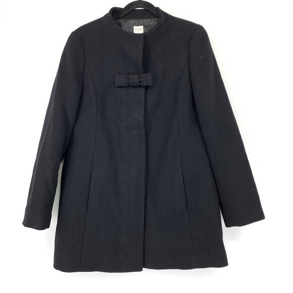 J. Crew Factory Bow Detail Peacoat Womens Size 10 Black Wool Blend NEW - Picture 1 of 7